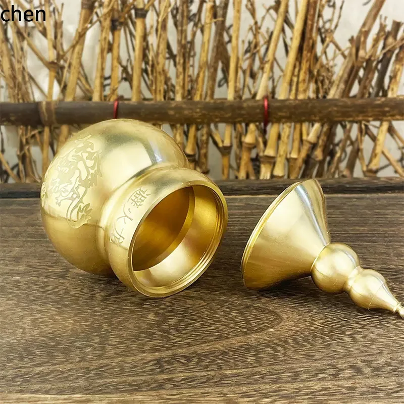 

HYS fire-resistant dragon tea canister with tassels, can be used as a toothpick holder, gourd-shaped copper craft