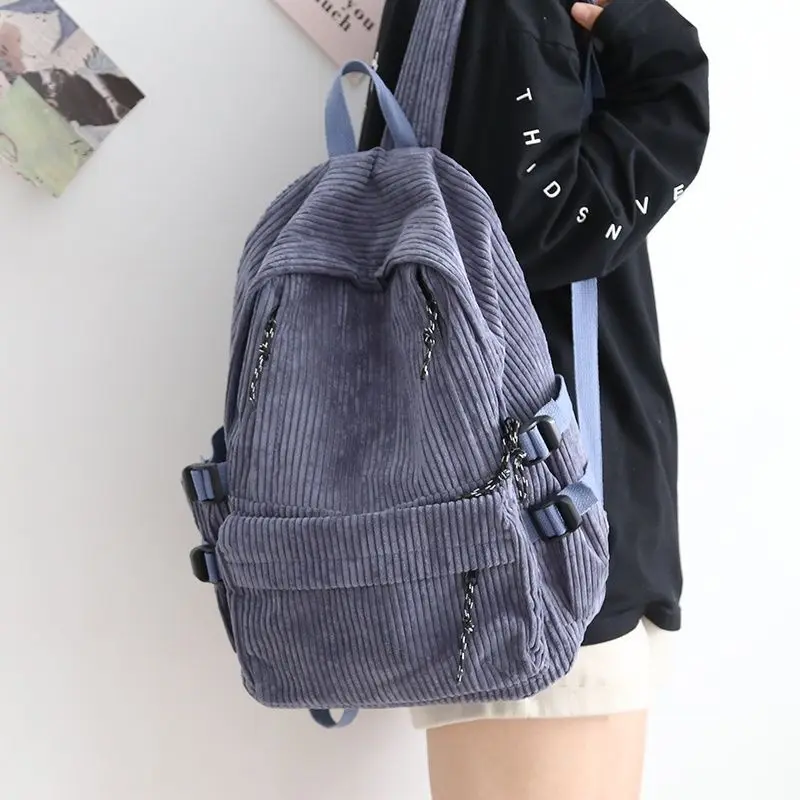 

New Corduroy Women Backpack Female Shoulder School Bag for Teens College Women's Travel Backpacks Laptop Computer