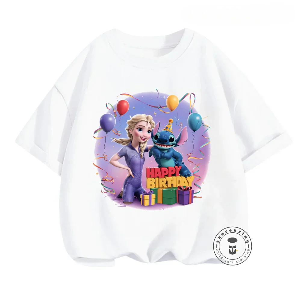 Trendy Summer Wear for Kids Stitch and Marvel Movie Cartoon Designs on Soft T-Shirts Cute and Fashionable Ideal for Outdoor Play