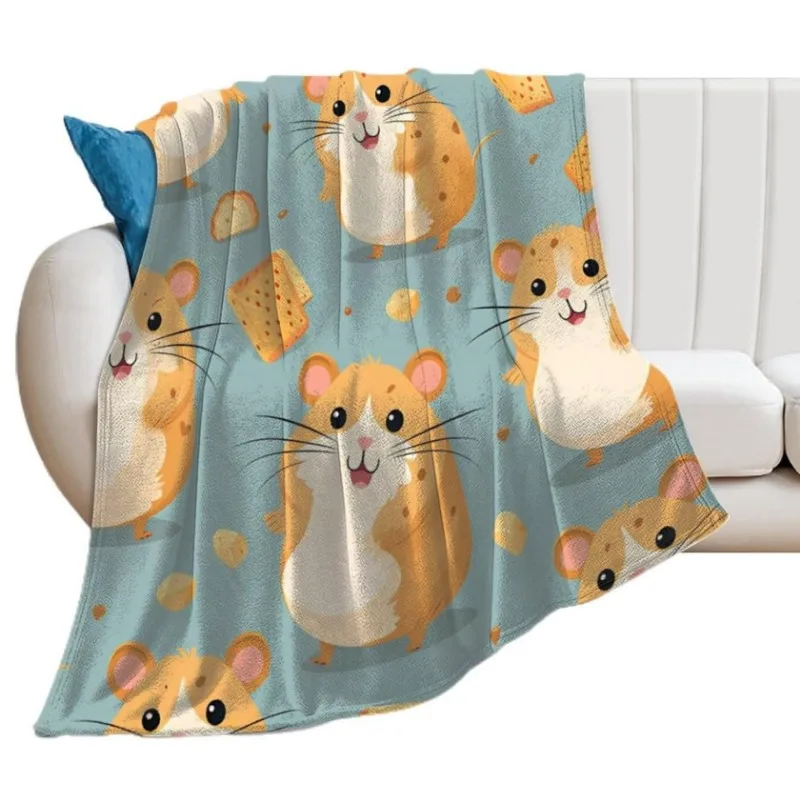 

Мягкое фланелевое одеяло для хомяка и сыра, теплое, легкое, удобное плюшевое одеяло, подходящее для дивана, спальни, путешествий