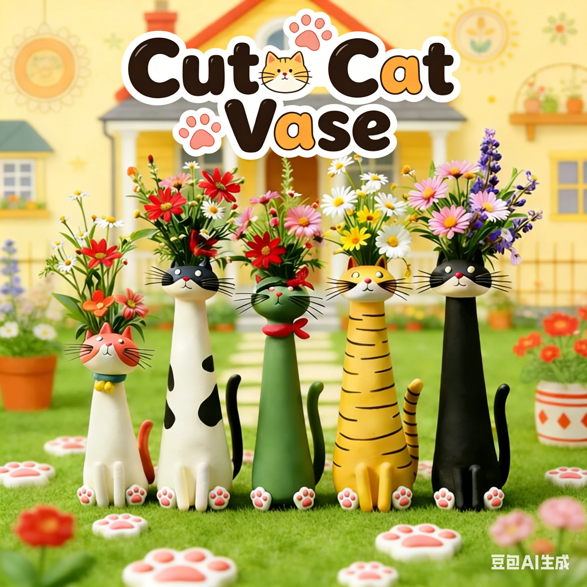 2026 Handcrafted Cat-shaped Flower Vase Modern Whimsical Resin Cat Vase Creative Ornaments For Home, Office, Living Room Decor