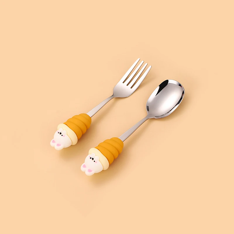 New Cute Spoon Fork Set Stainless Steel Coffee Spoon Set Ice Cream Scoop Cartoon Rabbit Dessert Spoon Teaspoon Dessert Fork Set image 5