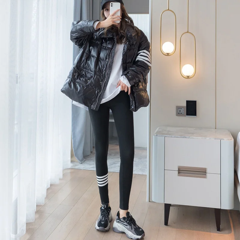 

Брюки для йоги с высокой талией, женские леггинсы с тонким принтом, осенние брюки, высокоэластичный ледяной шелк, юбка с девятью точками, брюки