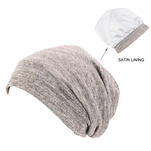 Satin Lining Bonnet Caps For Women Men Cotton Soft Stretch Baggy Hat Knit Beanies Sleeping Hat Silk Night Cap Skullies Headwrap - Image 6