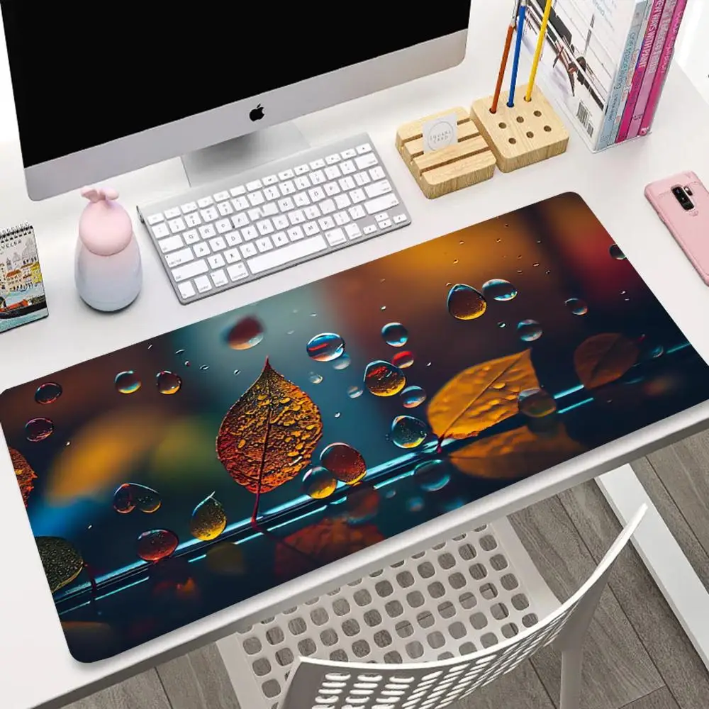 

Leaf and water droplet patterned mousepad HD printed PC mechanical keyboard high quality