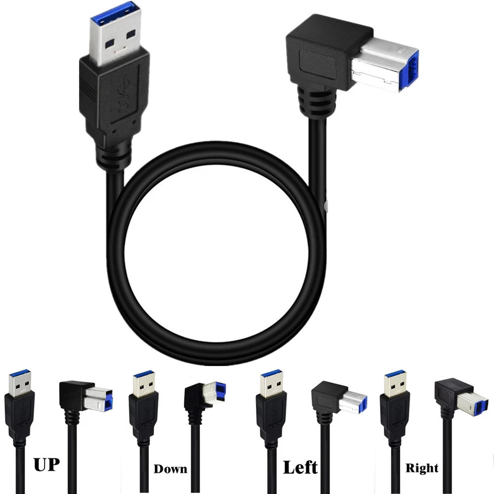 

90-градусный сверхскоростной USB 3.0 USB-A «папа» — USB-B 3.0 типа B Сменный док-станция для принтера данных Кабель сканера внешнего жесткого диска 1,5