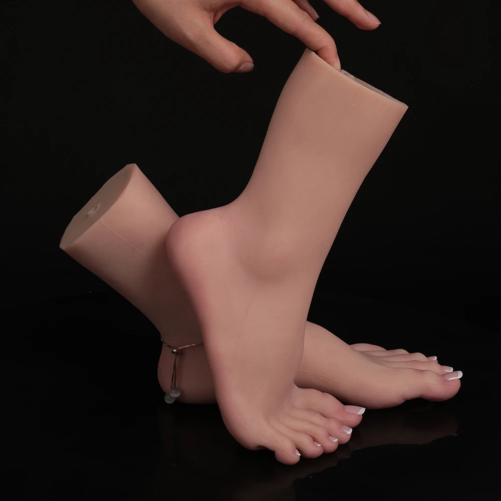 Herpinker Silicone Beautiful Feet Mannequin Female Leg Teaching Foot Model False, Built-In Skeleton