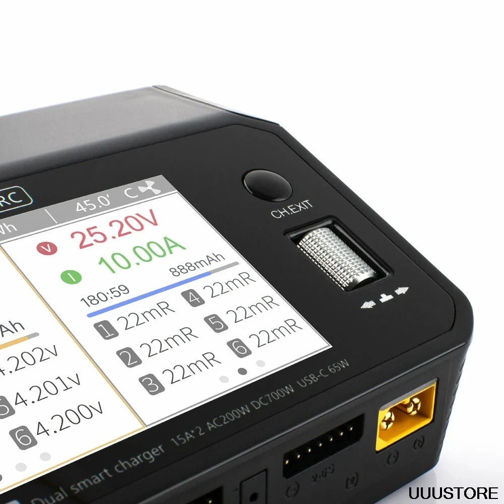 ToolkitRC M6DAC AC 200W DC 700W 15A * 2 USB-C 65W QC3.0 podwójny kanał rozładowanie inteligentnego ładowarka do baterii Lipo dla baterii Lipo 1-6S