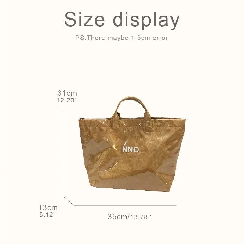 Tote Bags For Women 2023 New In Handbags Luxury Designer Jelly Transparent Letters Kraft Paper High Capacity Casual Shopping Bag