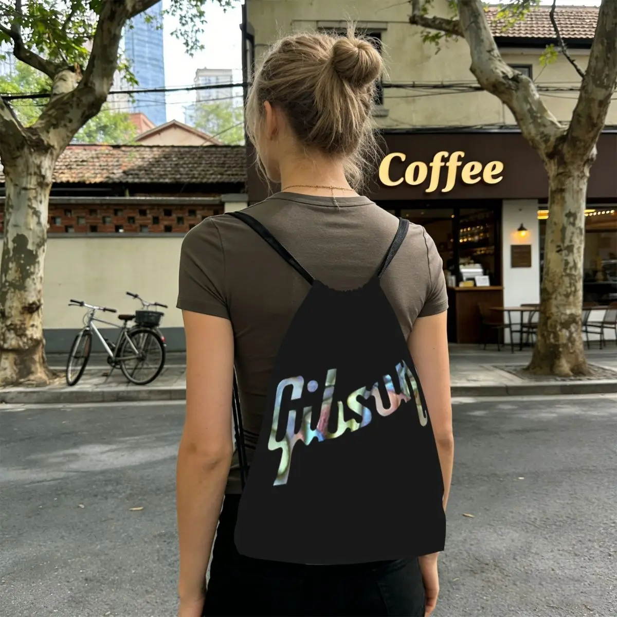 Gibson Les Paul Backpacks Portable Drawstring Bags Sports Bag Book Bags for Travel School