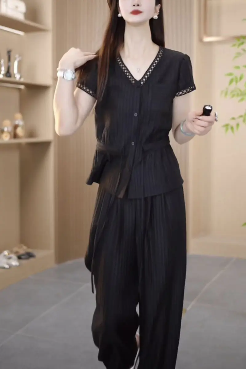 Advanced Casual Western-style Age Reducing Fashionable Set Summer New Style Short Sleeved Top Slimming Two-piece Set