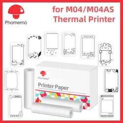 Phomemo-Papier thermique adhésif blanc pour mini imprimante portable, autocollant transparent thermique, papier photo, M03AS, M04AS, 110mm