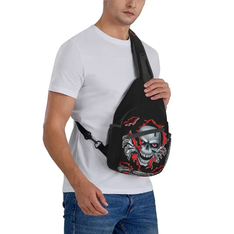 Torba na klatkę piersiową Rip Skull Sling Gothic Skeleton Shoulder Crossbody Backpack for Men Cycling Camping Daypack