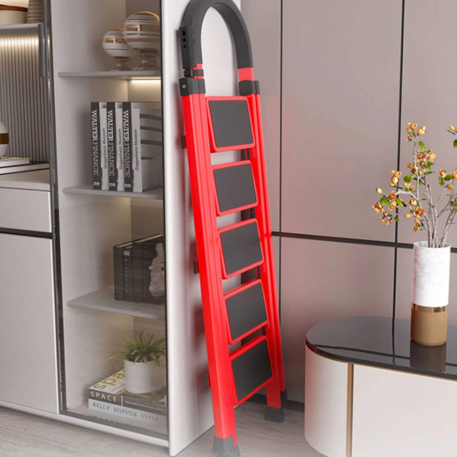 Step Ladder with Handrails Sturdy Folding Step Ladder Portable Lightweight for Homeowners, Home, Kitchen