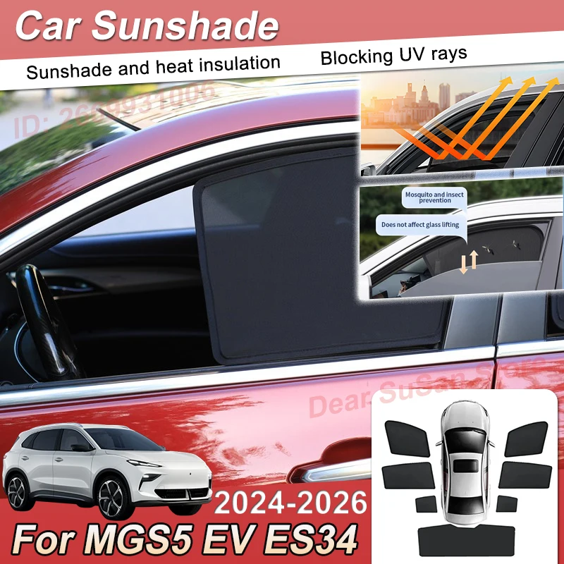 

For MGS5 EV Accessories ES34 2025 2024~2026 Car Magnetic Mesh Sunshade Sunscreen Window Windshield Auto Sun Shade Visor Body Kit