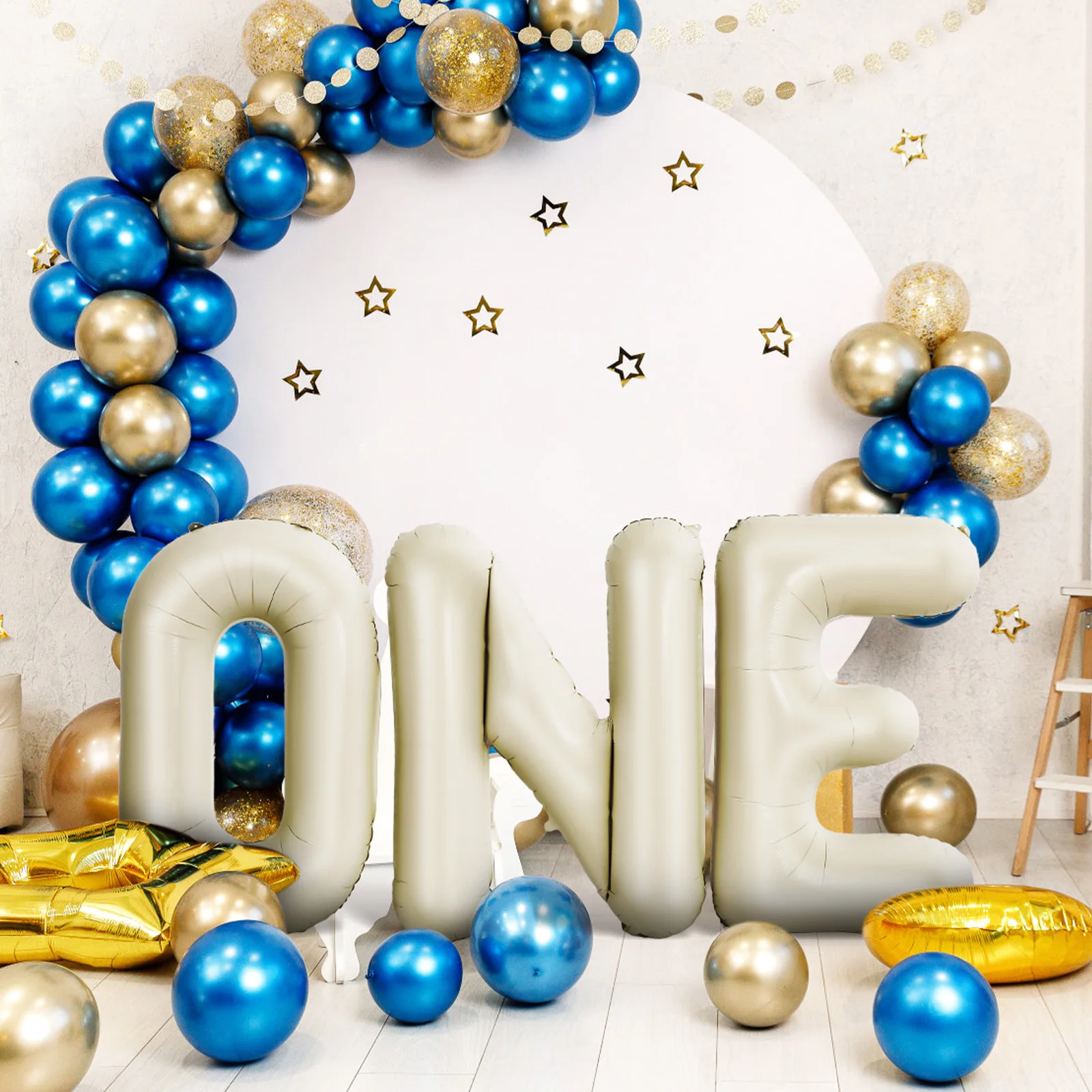 

White Large Letter Balloons Aluminum Film Birthday Decorations Beige Stylish Design Strong Material Inflate