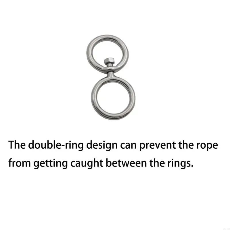 حلقات معدنية متينة مقاومة للصدأ تدور 360 درجة لإدارة الحبال في معدات التخييم والمشي لمسافات طويلة 24BD