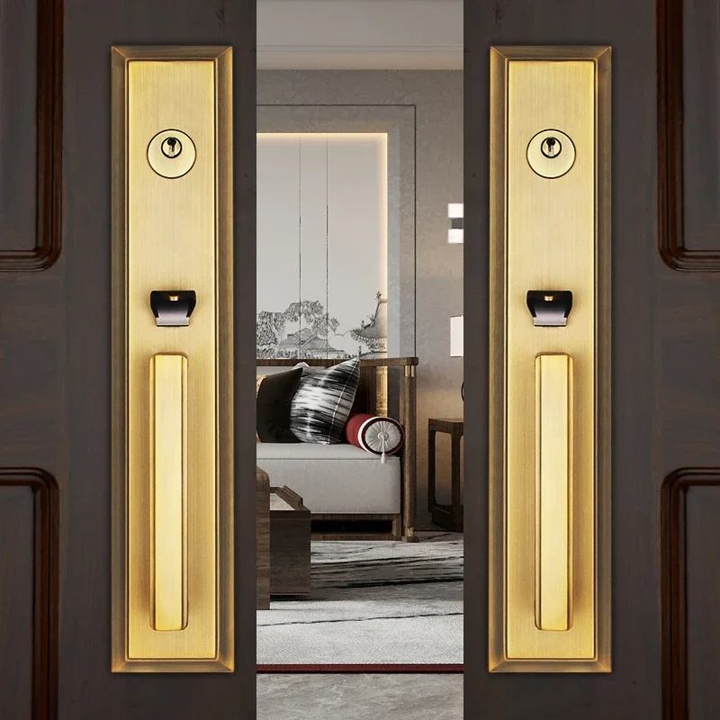 Indoor push-type door-opening bedroom villa door lock Home solid wood double-unlocking large door lock meeting room