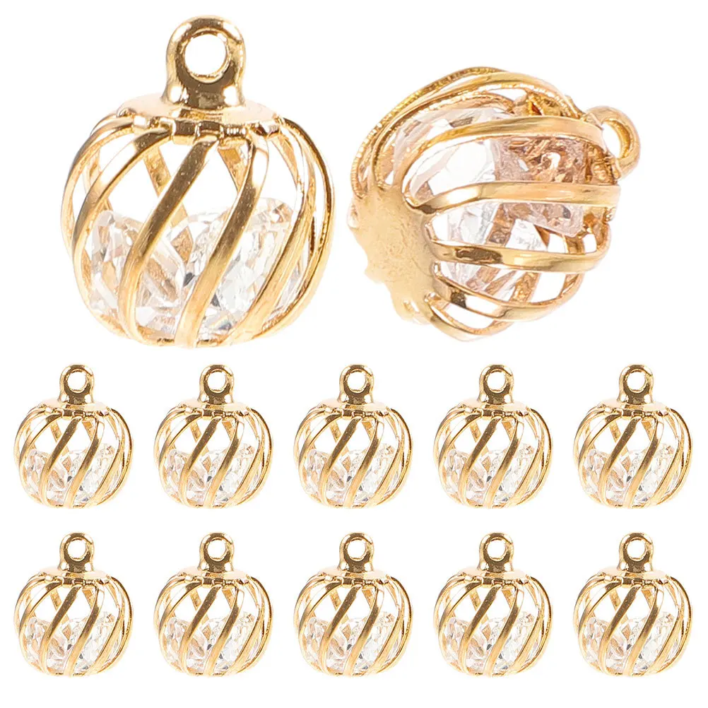

10Pcs DIY Hollow Lantern Beads Zinc Alloy Charms for Bracelet Necklace Earring Jewelry Making Kit Durable Small Craft