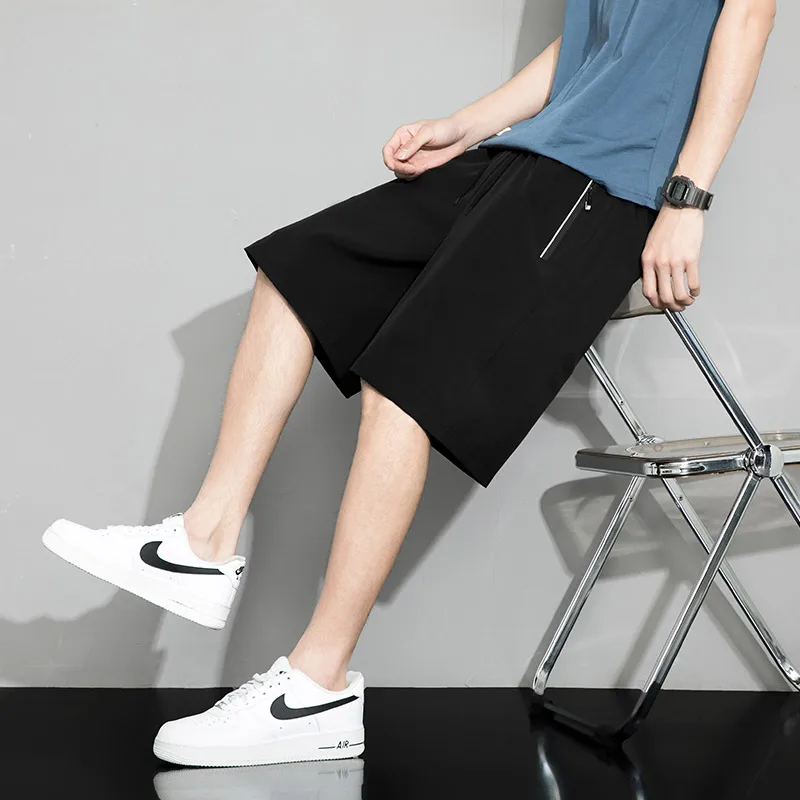 Men Summer Fashion Casual Lightweight Breathable Five Quarter Shorts for Outdoor Hiking Mountaineering Loose Knee Length Shorts
