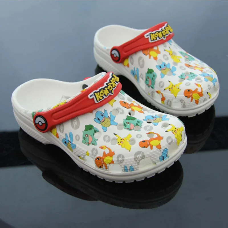 Anime Charactor Pikachu Pattern Sandals Hole Shoes Cartoon Printed Toe Cap Sandals Casual Beach Shoes Slippers Garden Shoes