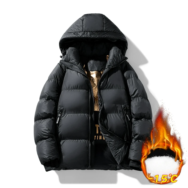 Men's Black Gold Down Jacket Autumn Winter New Solid Color Graphene Warm Outdoor Travel Stand Up Collar Hooded Coat Men's Jacket