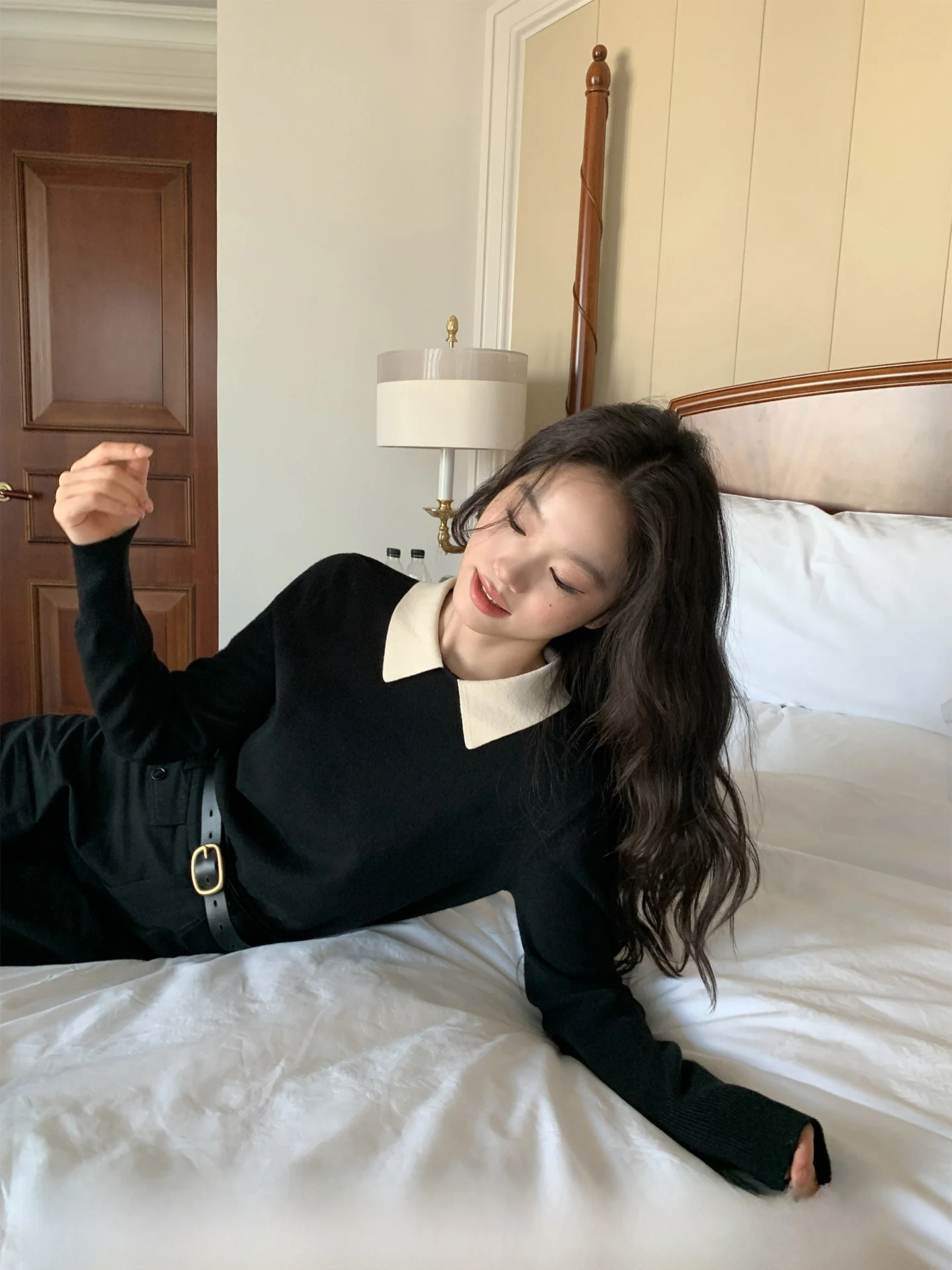 

Мягкий уютный вязаный свитер с воротником, женский осенне-зимний новый свитер Lazy Color Colion, простой свободный крой, длинный топ све