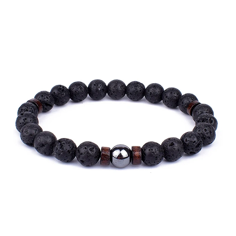 Natural Volcanic Lava Stone Beaded Bracelets for Women Men Jewelry Tiger Eyes Lapis Lazuli Healing Balance Chakra Bead Bracelet