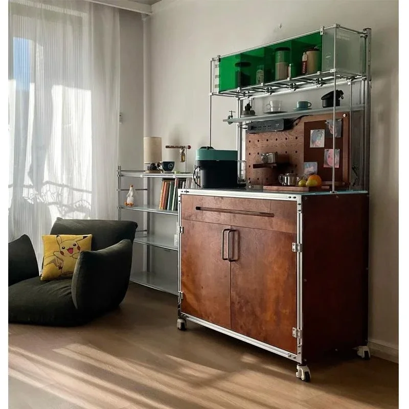 

Floor-to-ceiling side cabinet Household storage acrylic locker Optical axis Multi-layer stainless steel locker