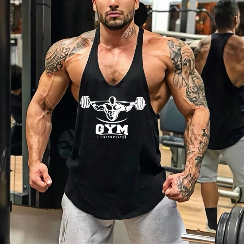 Men's Gym Sleeveless Vest Fitness Stringer Tank Y Back Bodybuilding Singlet Moisture-Wicking Lightweight Weightlifting Clothing