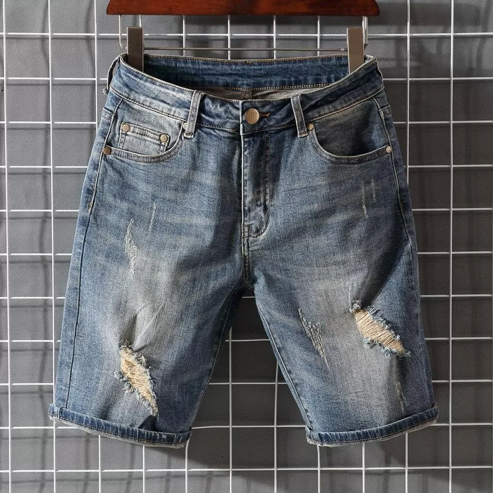 

Мужские джинсы-брюки в стиле ретро, свободные, прямые, тонкие, летние, с низкой посадкой, на молнии, повседневные, молодежные, длиной до колена