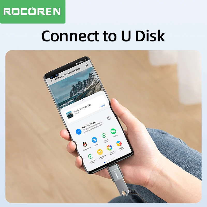 Rocoren OTG 어댑터 USB A 3.0 수 to USB C 타입 암 변환기, U 스틱 하드 스틱 데이터 케이블, C 타입 USBC OTG 커넥터