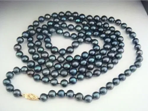 

Noblest huge Beautiful AAA+ 9-10mm 32" Black Tahitian Pearls Necklace AAQAA0006