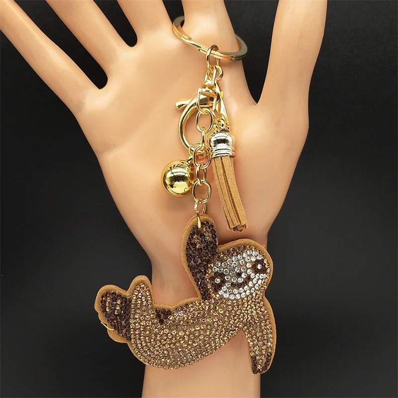 Cute Sloth Key Chain Gold Color Alloy Crystal Lazy Animal Key Rings Holder for Women Girls Keychain Decoration Jewelry K9809S01