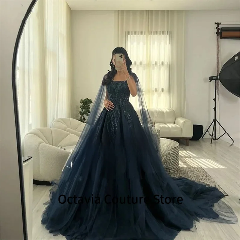 

Tulle Dubai Arabic Women Evening Dresses Glitter Lace Tulle Prom Gowns Sparkly Formal Party Occasion Dress Customized