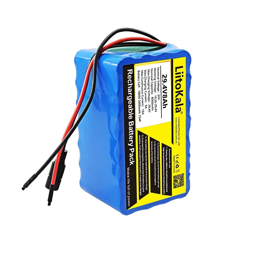 Imagem -05 - Bateria Liitokala-li-ion para Bicicleta Elétrica Ciclomotor Elétrica Alta Potência 18650 24v 8ah 7s4p 29.4v 8000mah