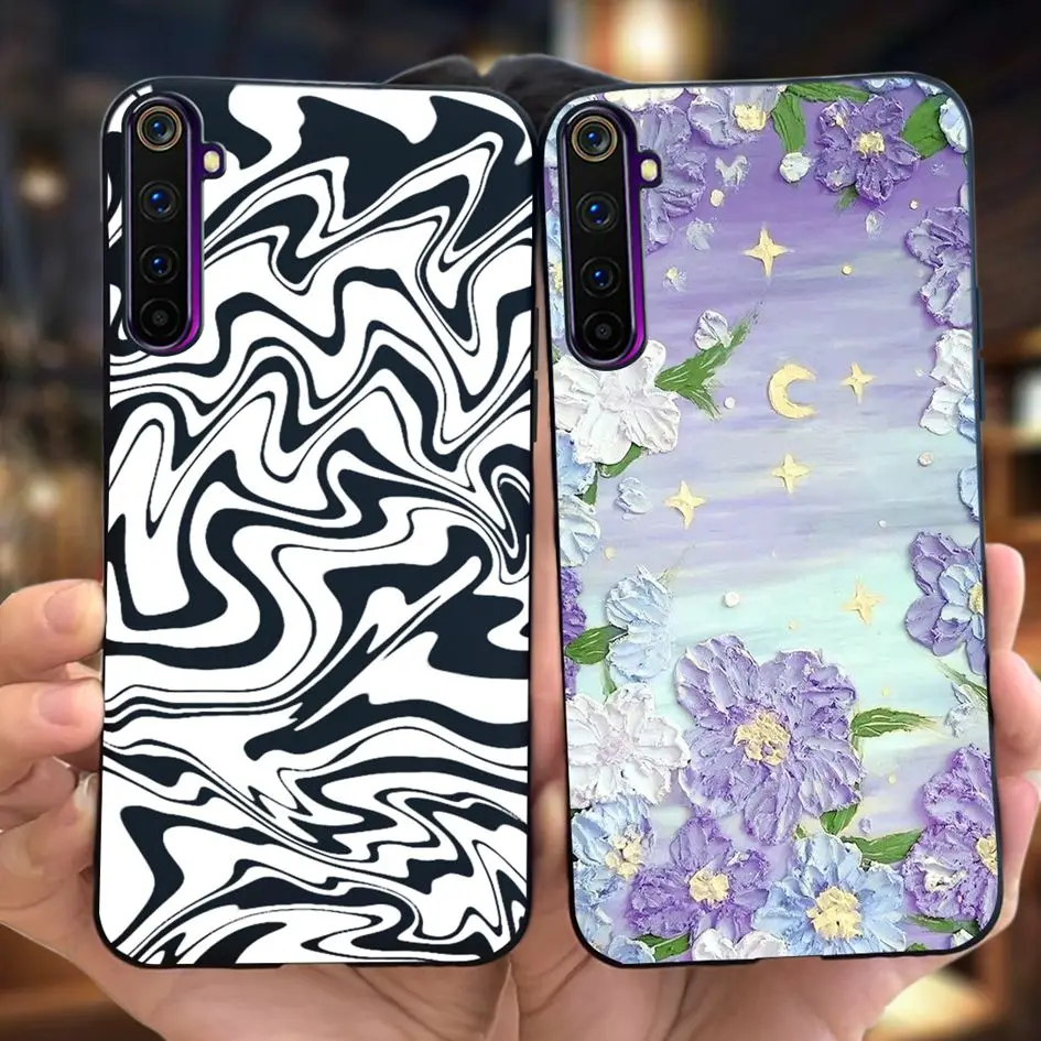 Противоударный чехол для Realme 6 Pro, чехол для Realme 6 RMX2001, популярный мягкий силиконовый бампер с цветами для Realme 6i 6s RMX2040, чехол
