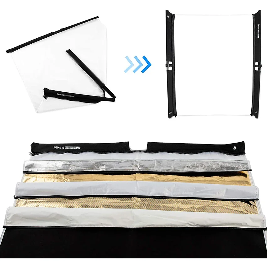 Selens Outdoor Reflector 7-в-1 Светоотражающий экран с диффузией света и сумкой для хранения в алюминиевой рамке для фотостудии