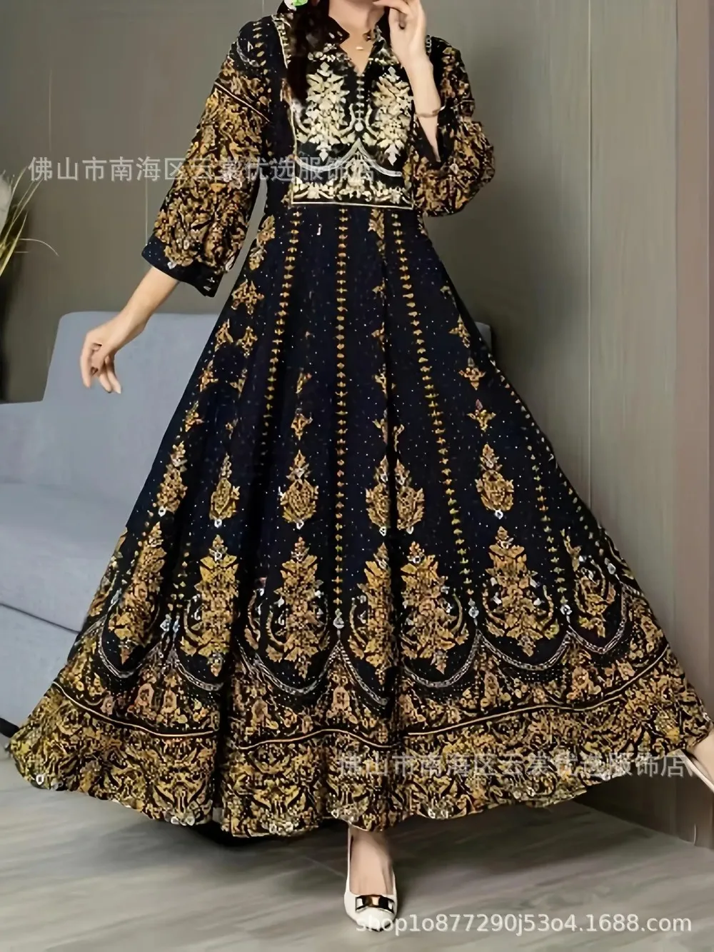 Eid femmes Robe musulmane Abaya fête Jalabiya Ramadan robes longues broderie robes Largos caftan arabe longue Robe maroc caftan