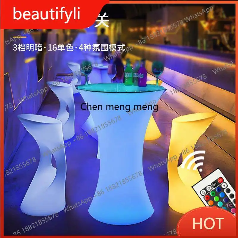 D80 LED luminous bar tall table clear bar  cocktail couple bar table outdoor