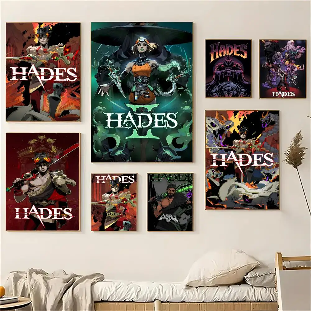 Hades Game Dark Fantasy Poster Self-adhesive Advanced Aesthetic Printing Paper Wall Art for Living Room Home Decor