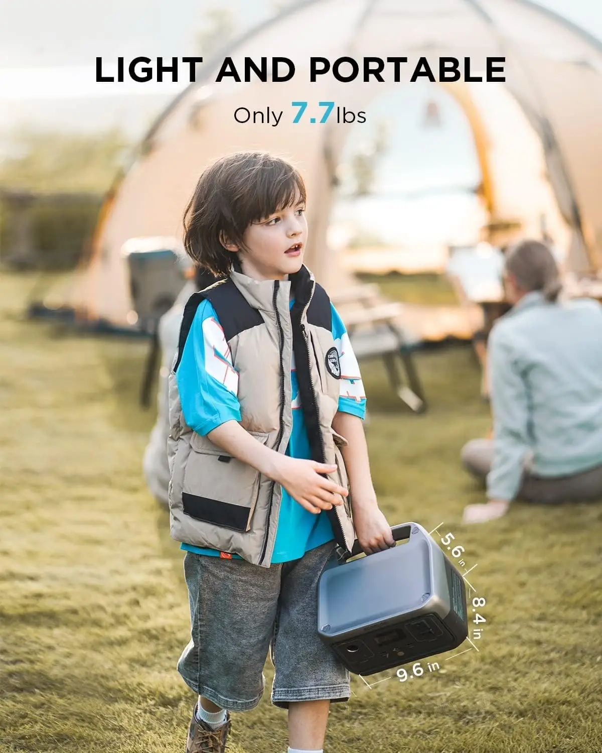 256Wh LiFePO4 Battery/ 1 Hour Fast Charging, 2 Up to 600W AC Outlets, Solar Generator for Outdoor Camping/RVs/Home Use