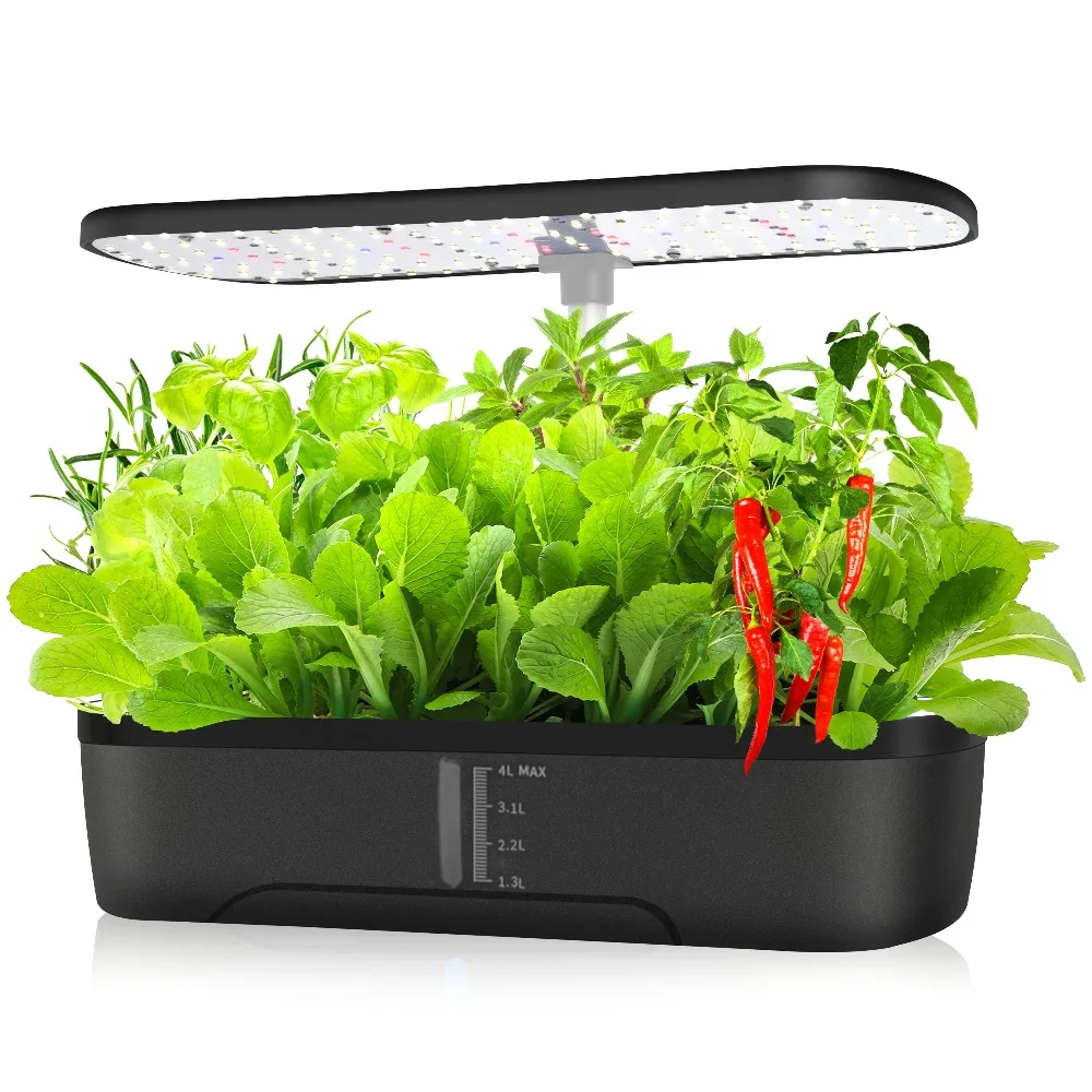 12 Pods Indoor Hydroponic Growing System Adjustable Height Herb Garden Kit 20W LED Grow Light with Auto Timer Plant Germination