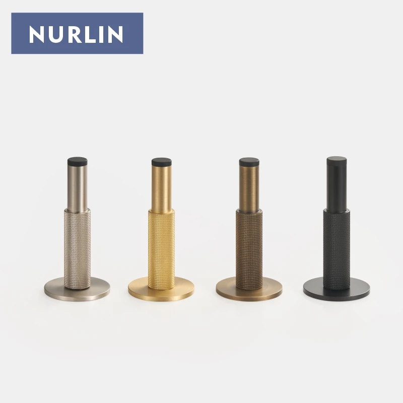 Nurlin Brass  Knurled Door Stop Bathroom Door Room Stopper Heavy Duty Floor Wall Mount Bumper Door Holder Catch Antique Brass view 5