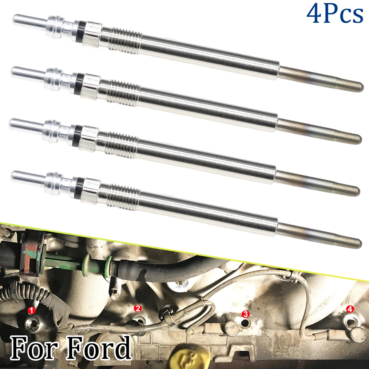 

4PCS 5V Diesel Heater Nickel Plating Glow Plugs 1703269 For Ford Fiesta Focus Kuga Mondeo BA B-Max JK C-Max DM DX Ecosport