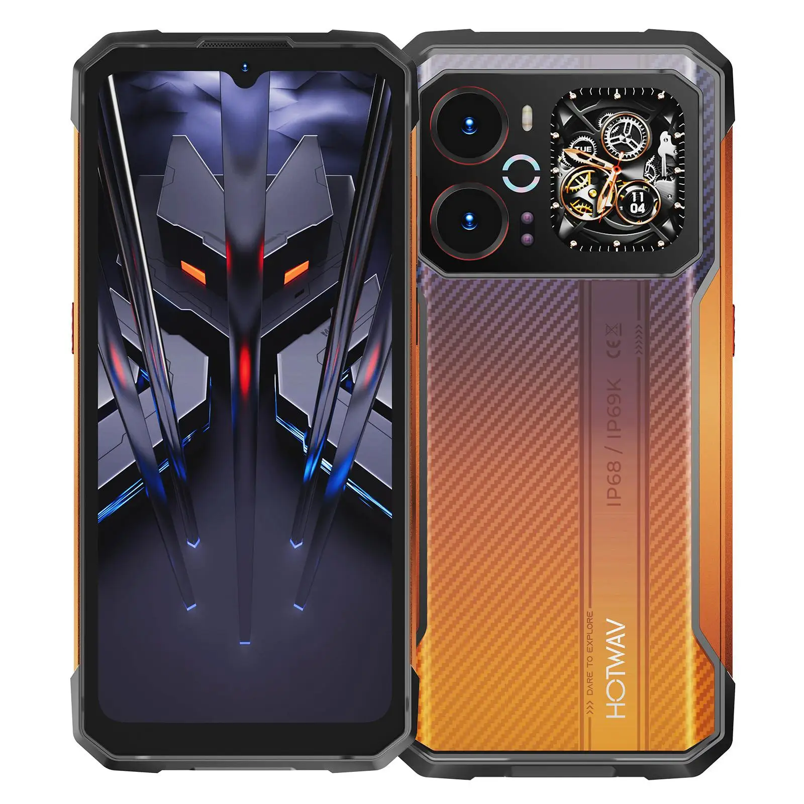 HOTWAV Cyber 18 Rugged Phone 8GB+256GB 6.75'' 120Hz Android 16 6200mAh Unisoc T7250 4G NFC 64MP Second Touch Screen Smartphone