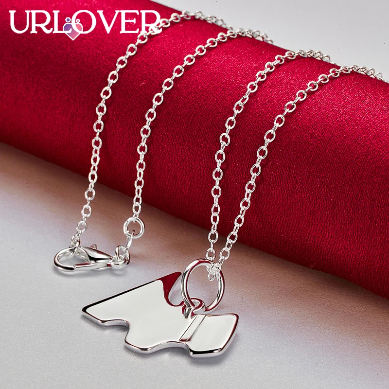 URLOVER 925 Sterling Silver Necklace For Woman Cartoon Dog Tags Chain Necklaces Lady Party Birthday Wedding Fashion Jewelry Gift