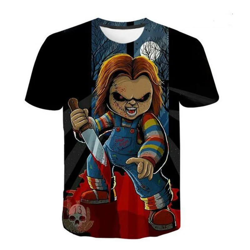 Hohhor Chucky Graphic T Shirt 3D Movie Child\'s Play Printing T-shirts For Men Kid Fashion Short Sleeves Unisex Clothing Tops Tee