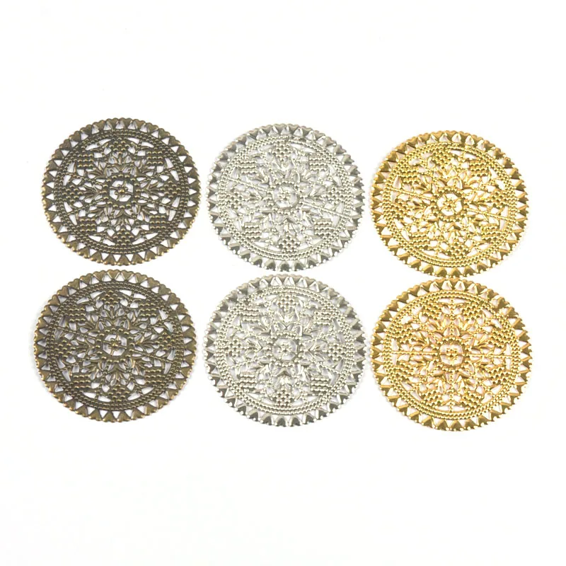 10Pcs Round Metal Crafts Filigree Flower Wraps Connectors For Making Scrapbook DIY Embellishments Handicraft Home Decor yk0896