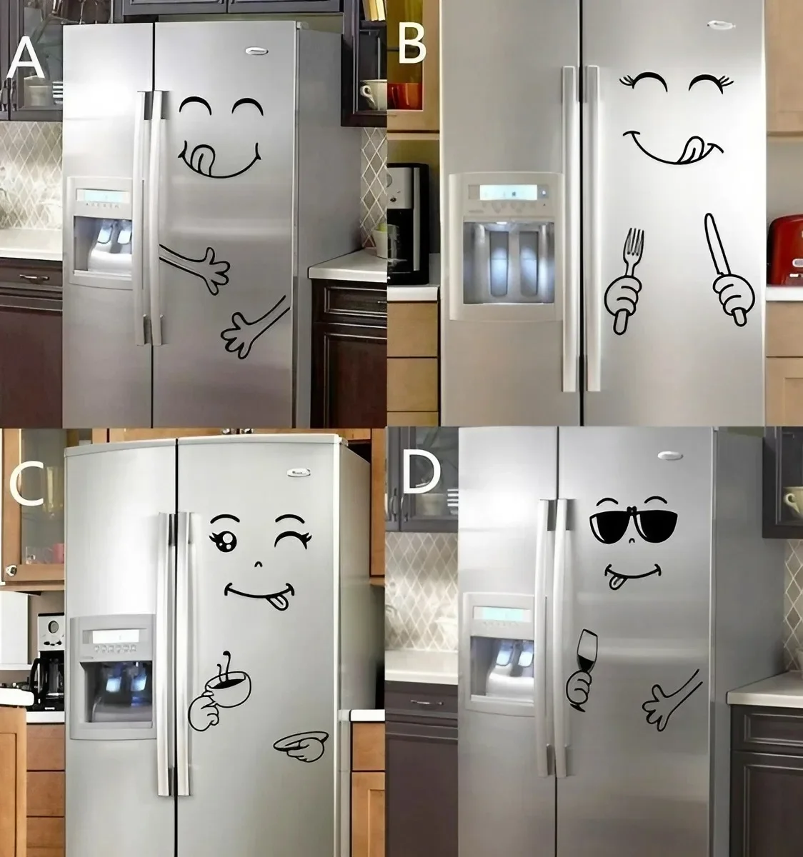 Cute Stickers Creative Home Decor Fridge Happy Delicious Face Kitchen Fridge Wall Sticker Art 1PC